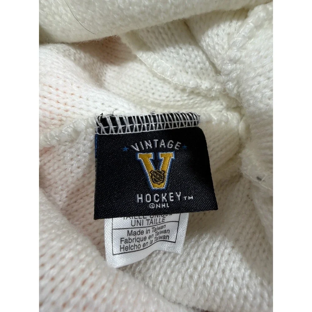 Vintage Boston Bruins Beanie White Stripe‎ NHL Hockey Streetwear Knit Cap